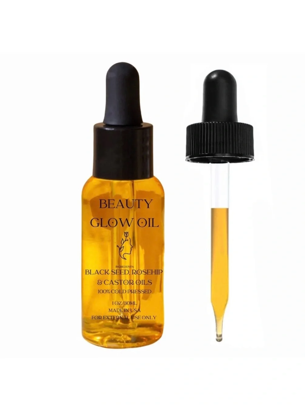 Black Seed Oil, Rosehip Oil, Castor Oil Organic Cold Pressed for Face AntiAgi...
